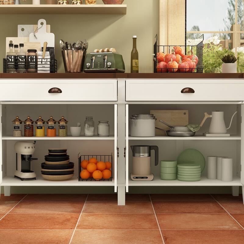 Buffet Cabinet 63" Sideboard Buffet Cabinet with 4 Doors & 2 Drawers