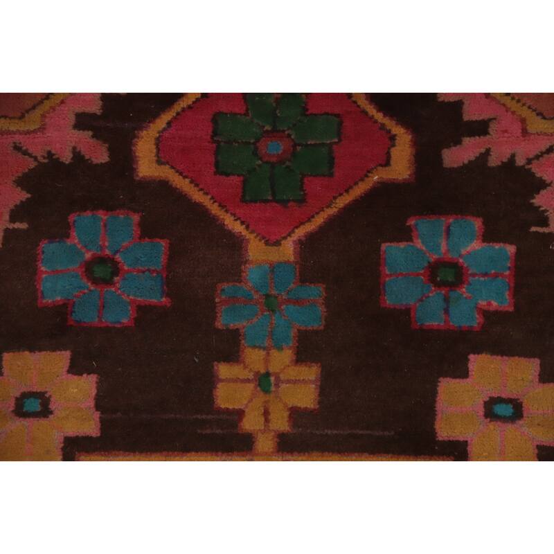 Hand Knotted Oriental 100% Wool Carpet Traditional Tribal Pink Ardebil Runner Rug - 9' 11'' X 4' 0''