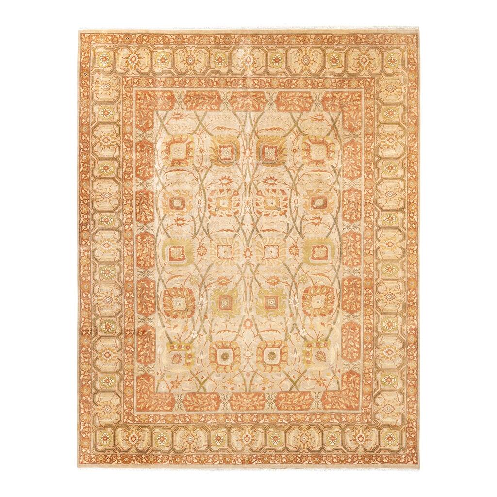 Overton Hand Knotted Wool Vintage Inspired Traditional Mogul Ivory Area Rug - 9' 0" x 11' 1"