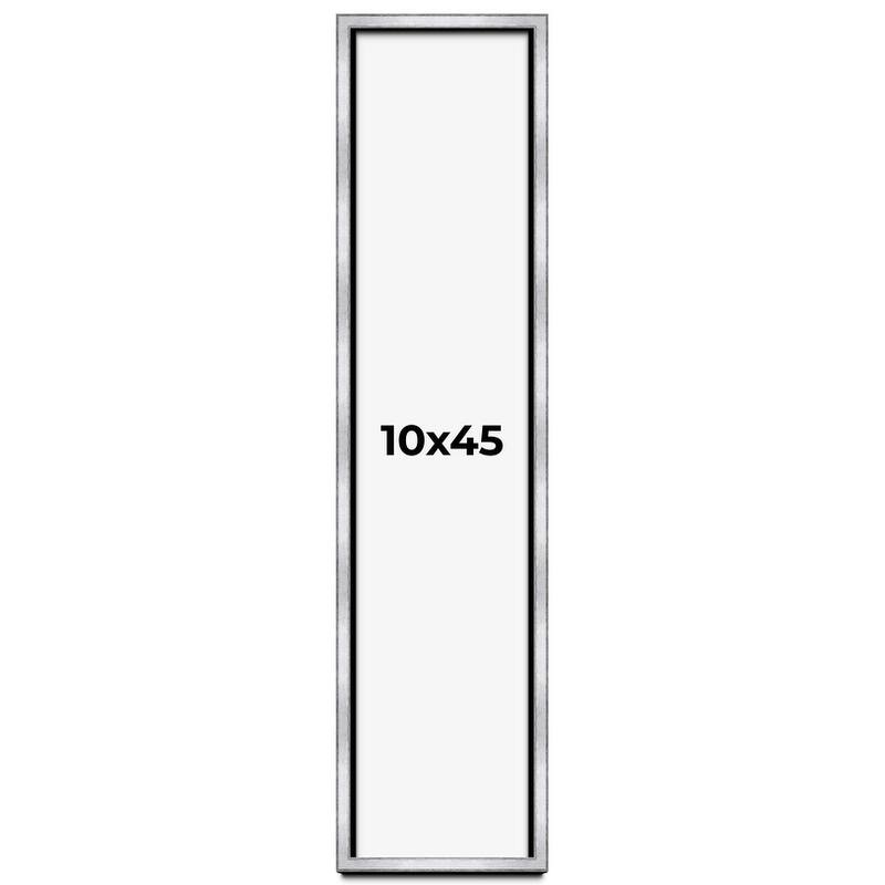 10x45 Shadow Box Frame Silver | 1.375 Inches Deep Real Wood