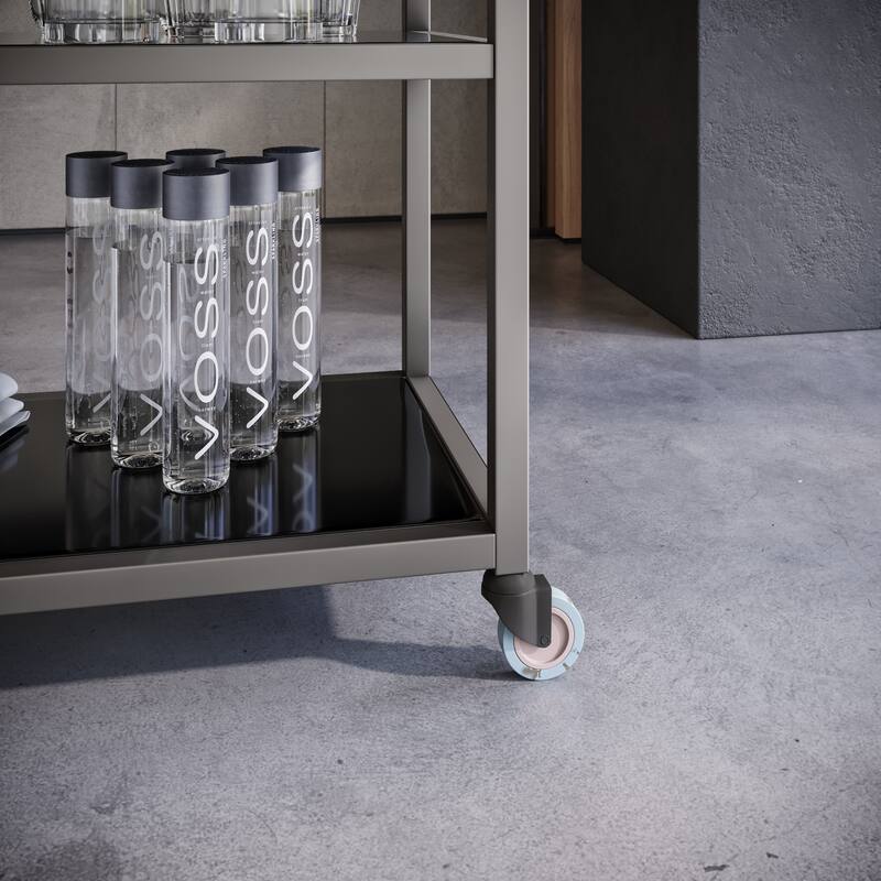 SEI Furniture Glenn Glass Top Grey Metal Bar Cart