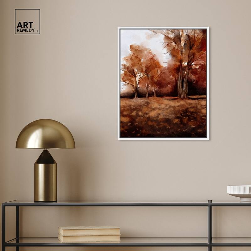 Art Remedy November Landscape Framed Landscape 1 Piece Canvas Wall Art Watercolor Style
