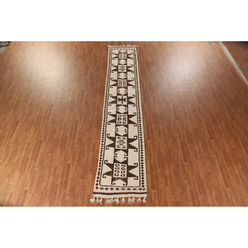 Turkish Anatolian Runner Rug Hand-knotted Natural Dye Wool Carpet - 2'10"x 15'1"