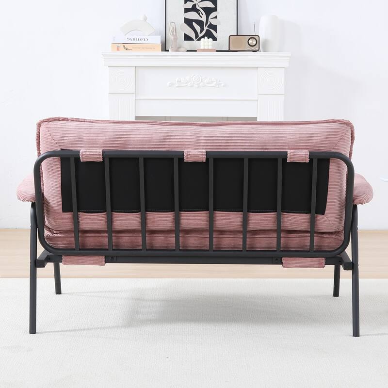 53-inch Pink Corduroy Sofa with Simple Modern Design and Stable Structure