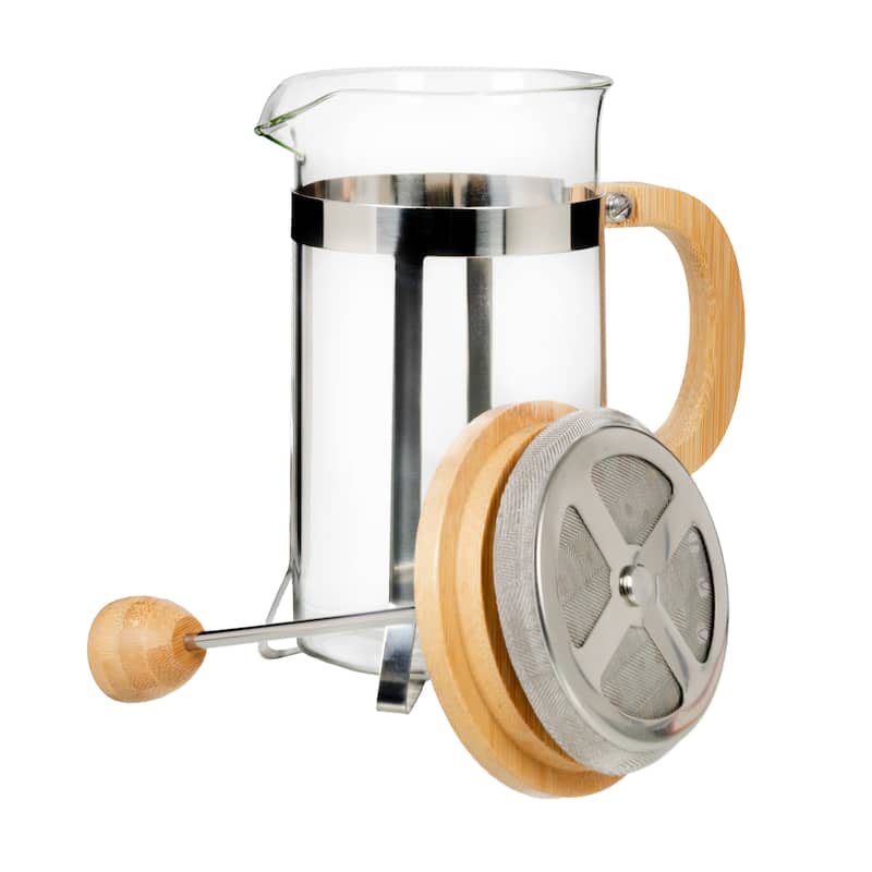 Glass and Stainless Steel French Press with Bamboo Lid and Handle