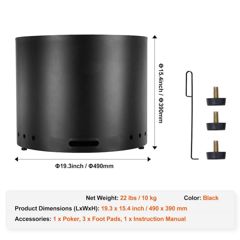 Stainless Steel Smokeless Fire Pit for Patio, Wood Stove