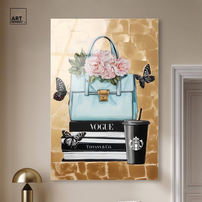Golden Era of Glam Books Acrylic by Art Remedy, Ready to Hang