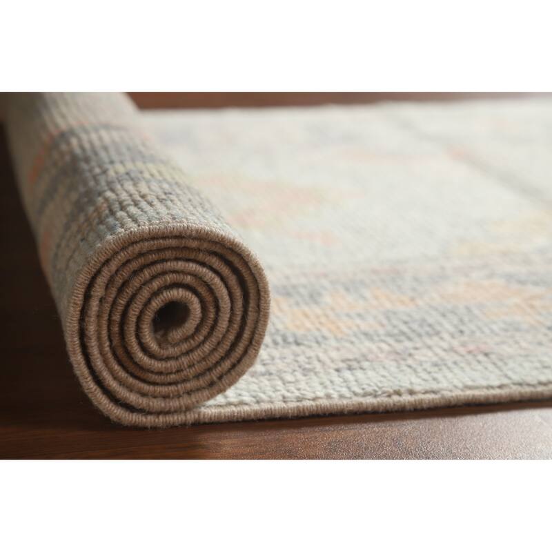 Hand Knotted Oriental 100% Wool Carpet Transitional Floral Navy Blue & Blues Oushak Runner Rug - 10' 9'' X 2' 11''