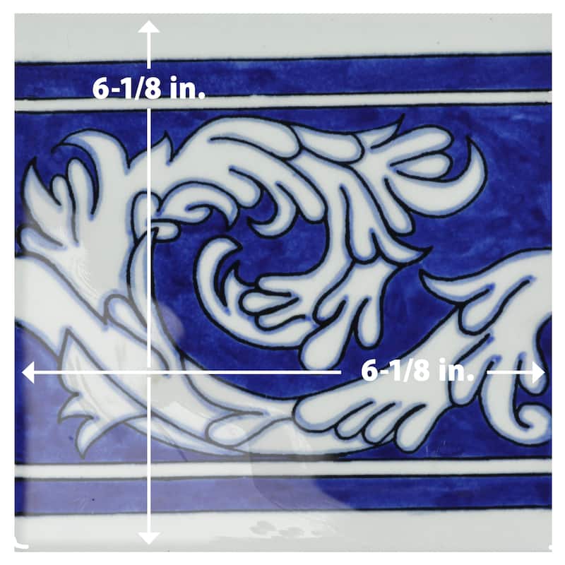 Merola Tile Provincial Deco Marina 6" x 6" Porcelain Wall Tile - (1 Tile)