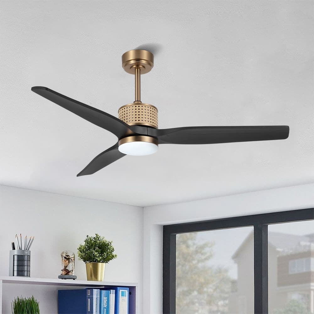 MLiAN 52 In. 3 Solid Wood Indoor Ceiling Fan with Light Kit - 52"