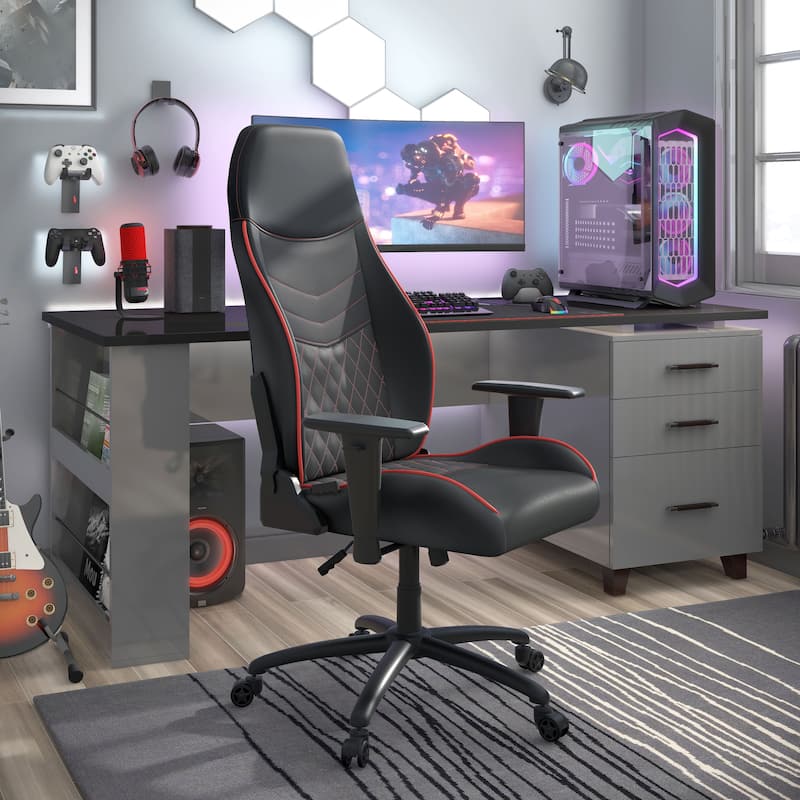 Joseff Black Faux Leather Reclining Gaming Chair by Furniture of America