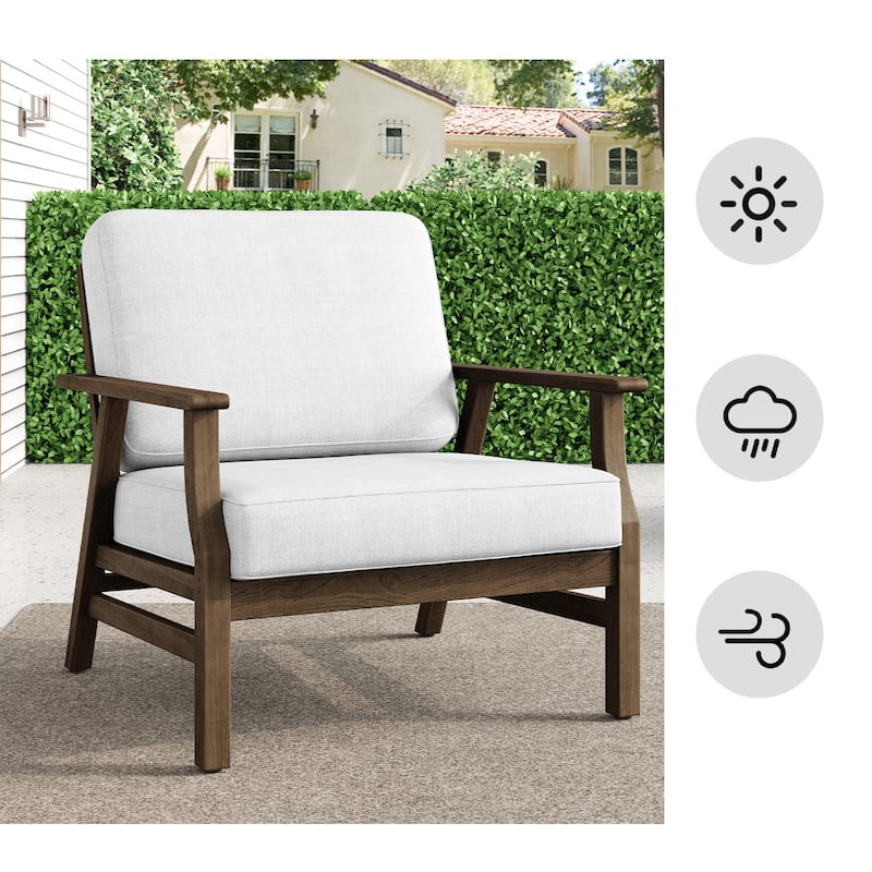 2 Set Teak Wood Patio Club Chair with Cushion Outdoor Arm Chair