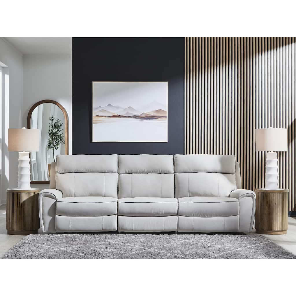 Signature Design by Ashley Grafton Pike Gray 3-Piece Power Reclining Sectional - 116" W x 41" D x 43" H