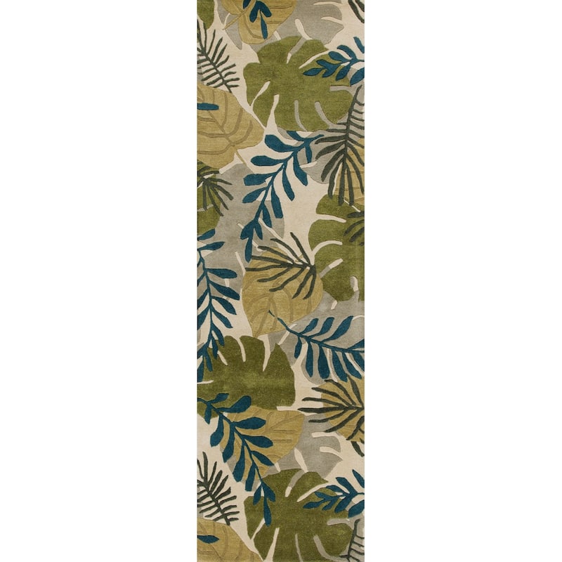 Domani Camila Ivory Tropical Breeze Hand-Tufted Wool Area Rug - 2'3" x 8' Runner - Ivory