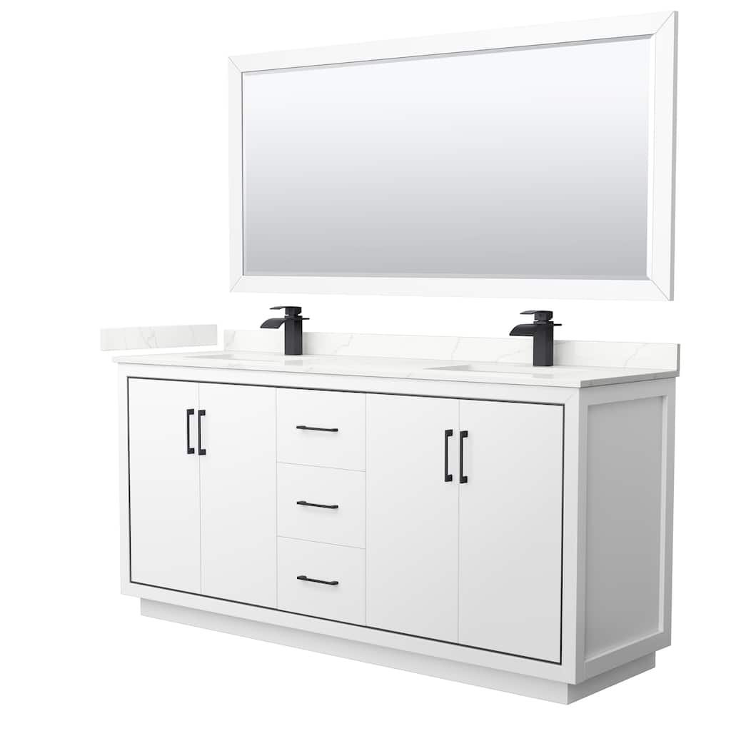 Icon 72-inch Double Vanity, Quartz Top, 70-inch Mirror