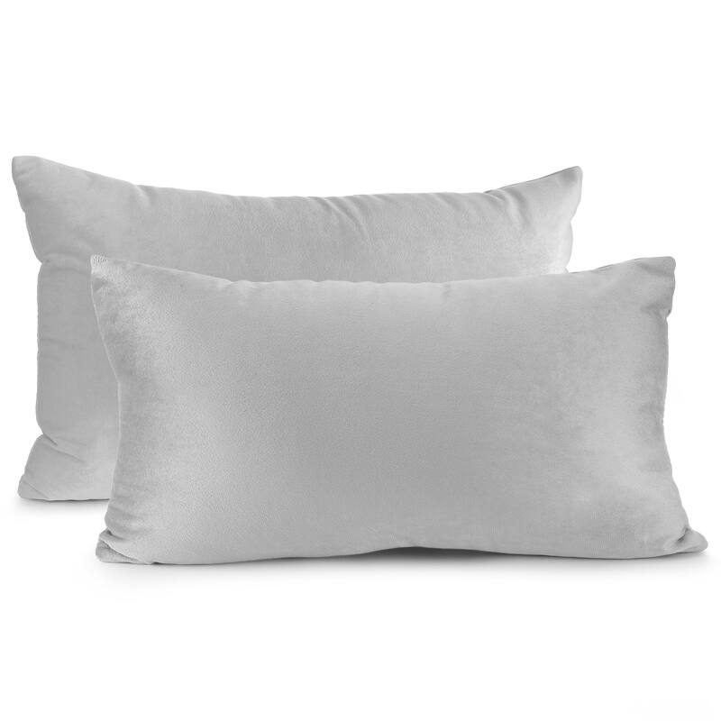 Porch & Den Cosner Microfiber Velvet Throw Pillow Covers (Set of 2) - 12" x 20" - Silver