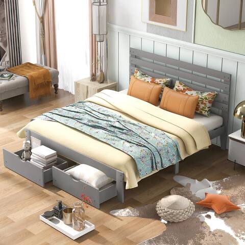 Nestfair Queen Size Platform Bed with Drawers