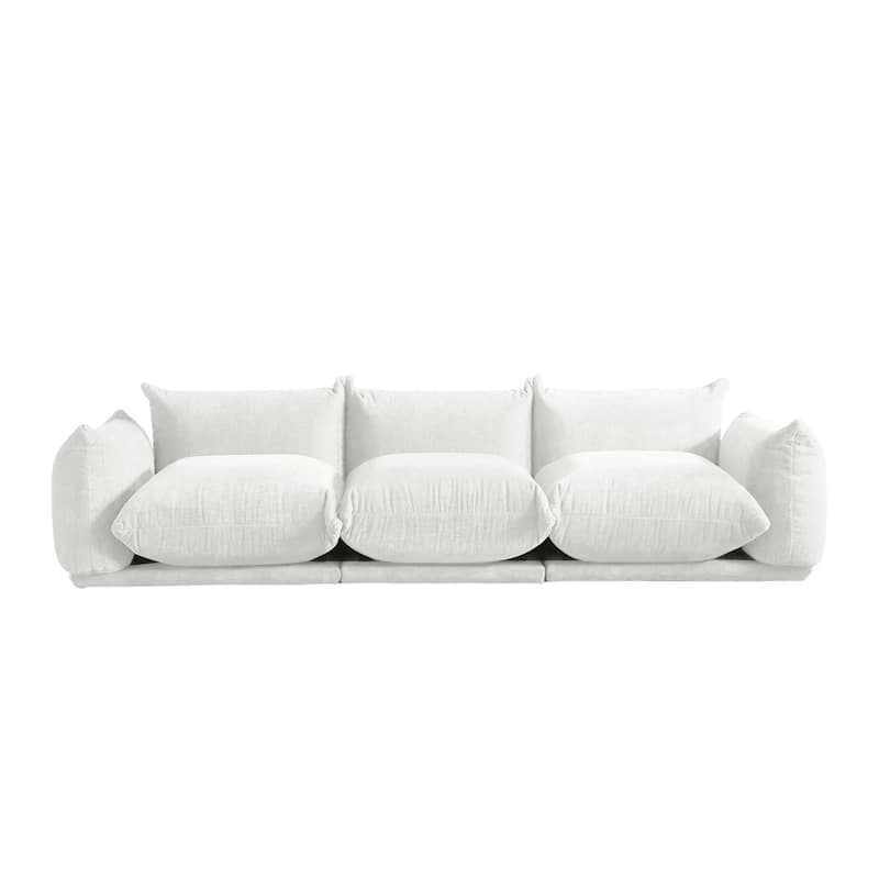 3 Seat Chenille Fabric Sectional Sofa with Ottoman