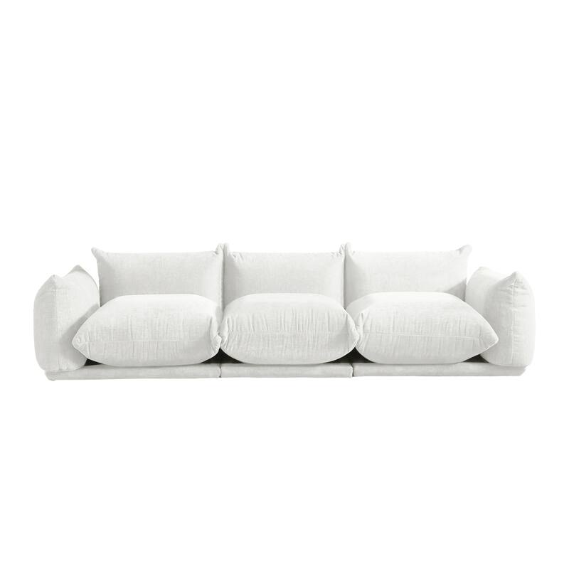 Modern Chenille Fabric Upholstery Modular Sectional Sofa for Living Room Set with 2 Ottoman