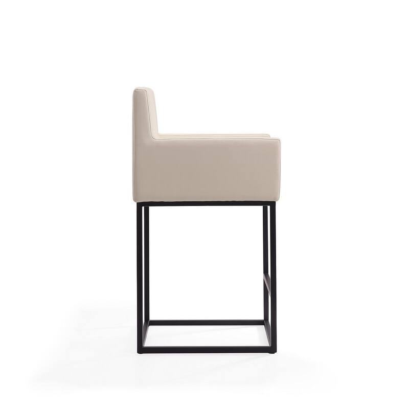 Manhattan Comfort Ambassador 38 in. Black Metal Counter Height Bar Stool (Set of 2)