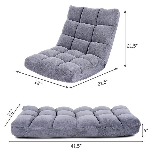 Adjustable 14-position Padded Floor Chair Recliner