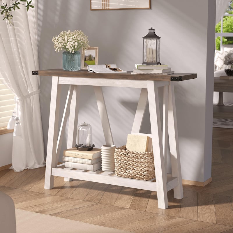 Crestlive Console Table, Entryway Table, Sofa Table with 2-Tier Storage