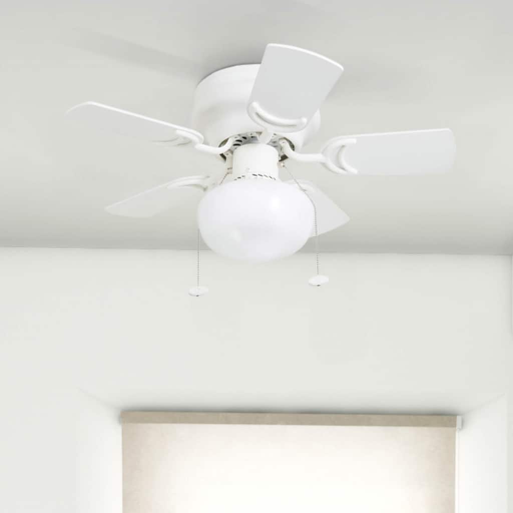 28" Prominence Home Hero White LED Indoor Ceiling Fan with Pull Chain
