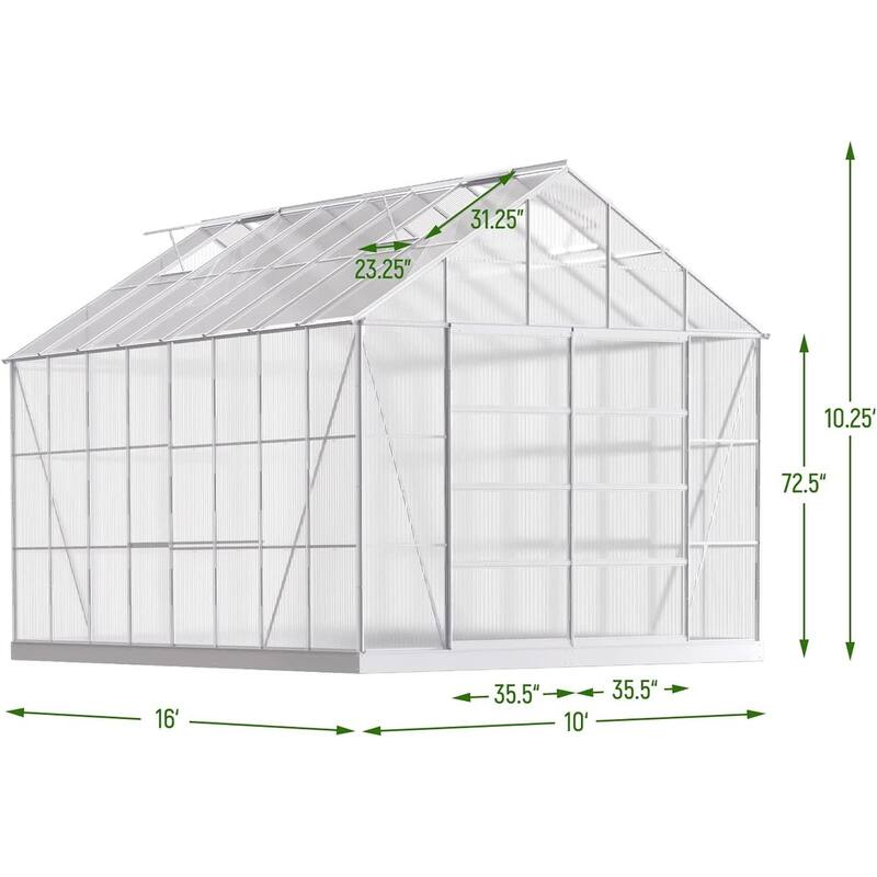Outdoor 12' x 10' Outdoor Walk-in Hobby Greenhouse for Plants - 10*12