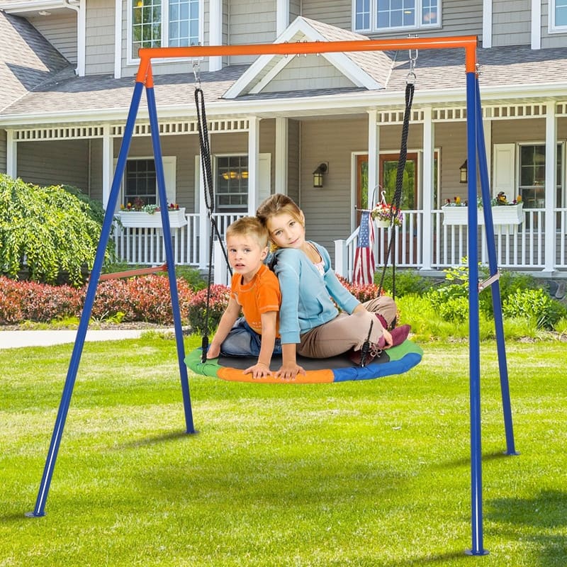 Iron with round swing blue children's swing set - Metal