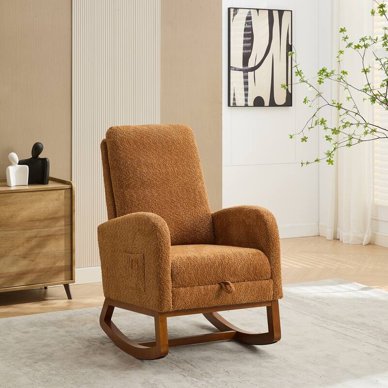25.4" Boucle Rocking Chair with Footrest