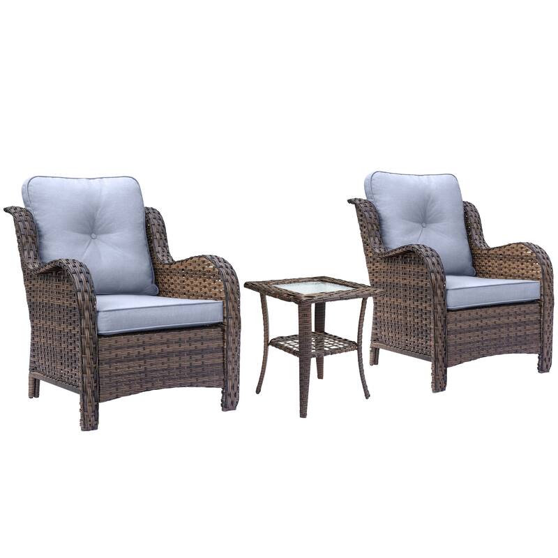 High Back Brown Wicker Outdoor Patio Furniture Sets with Patio Chairs