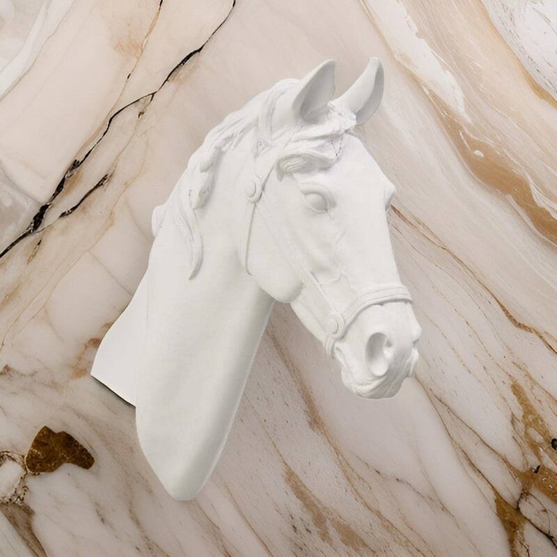 Modern Horse Head Resin Wall Mounted White Sculpture for Living Room Bedroom or Office Wall Decor - 11"L x 3.5"W x 14"H