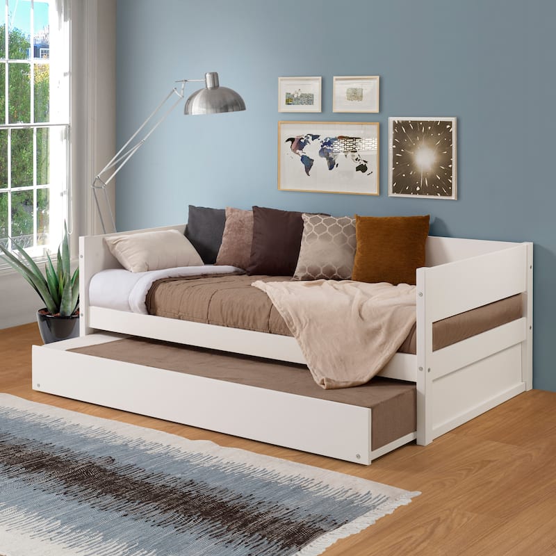 Tribeca Wood Panel Twin Size Daybed - with Twin Trundle - White - Twin