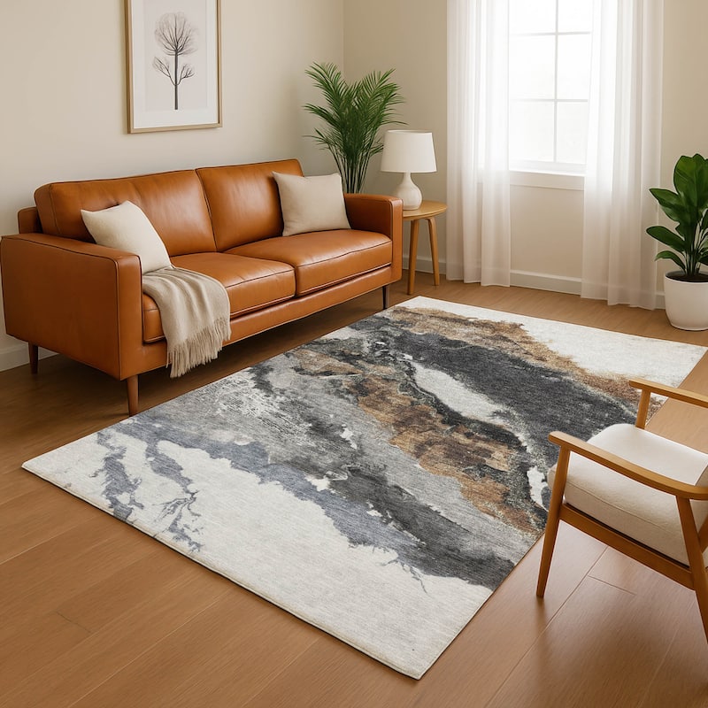 Premium Washable Super Soft Abstract Ranier Mayfield Rug - Gray - 9' x 12'