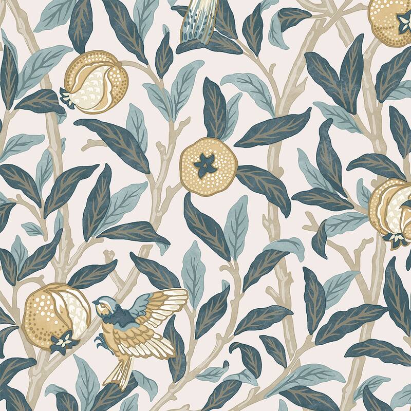 William Morris Bird & Pomegranate Cloudy Blues Wallpaper