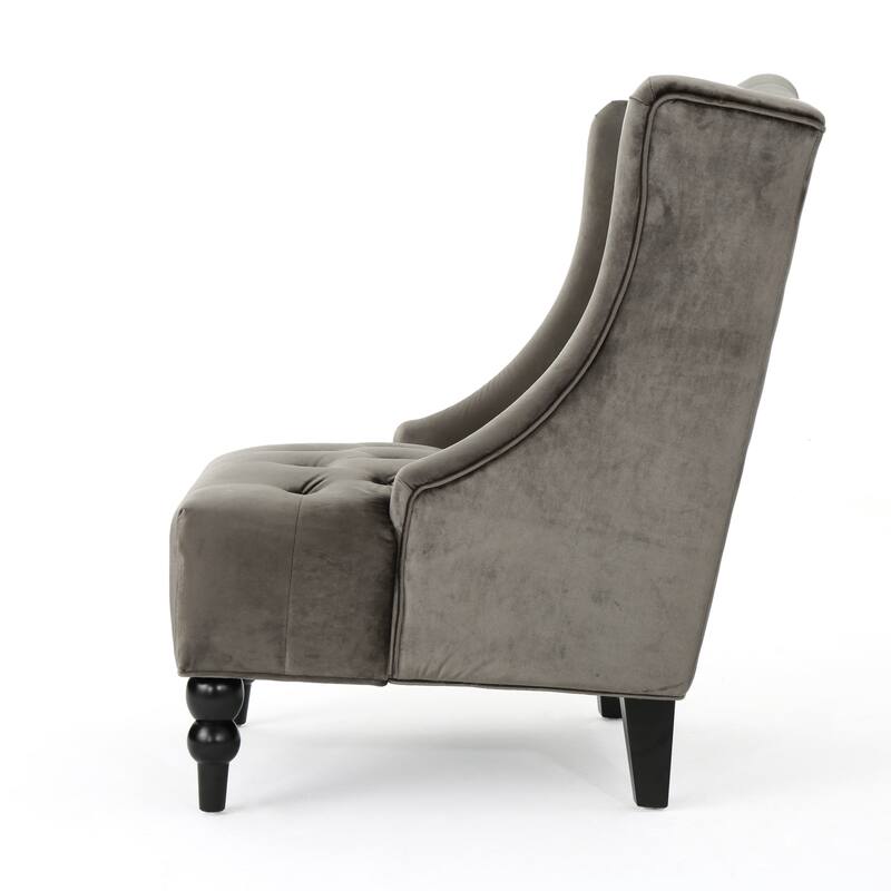 Modern 27.5" High Back Upholstered Button Tufted Club Chair with Rubber Wood Legs