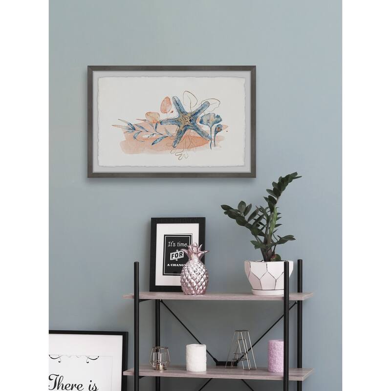 Starfish on Seaweed Framed Wall Art, Coastal Serenity - Tranquil Ocean-Inspired Wall Décor