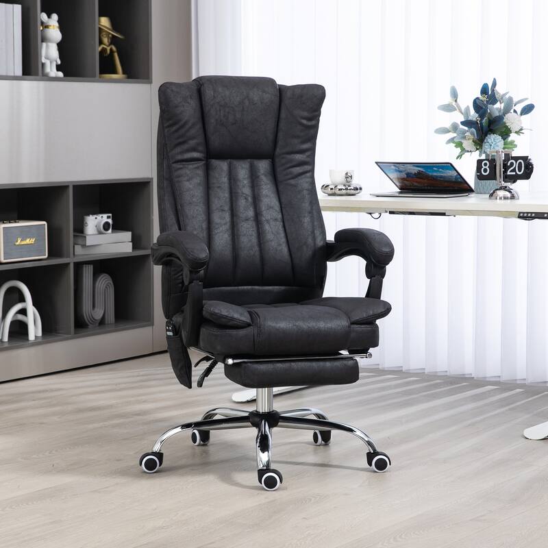 Microfibre 360° Swivel Massage Office Recliner with Vibration Massage, Heating, Footrest, Adjustable Height