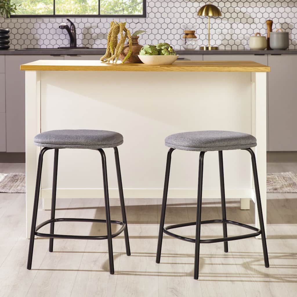 Walker Edison Counter Stool with Upholstered Seat (Set of 2)