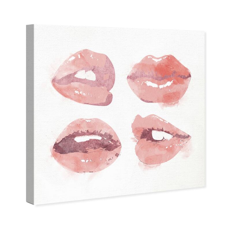 Wynwood Studio Fashion and Glam XO Glossy Lips White and Glam Wall Art Canvas Print