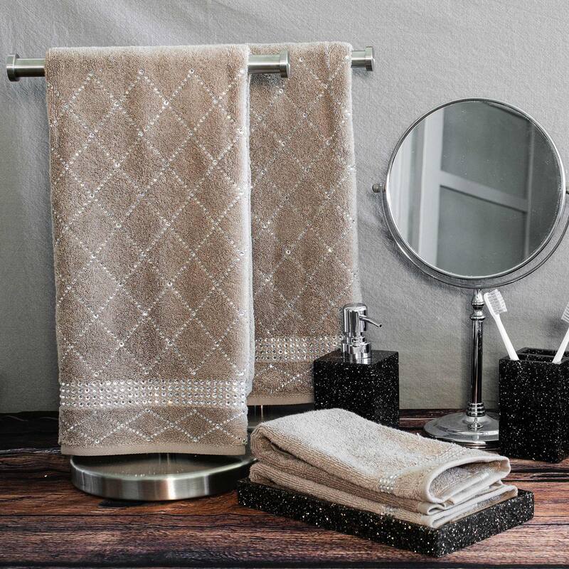 Sparkles Home Atlas Rhinestone Hand Towel (Set of 2)