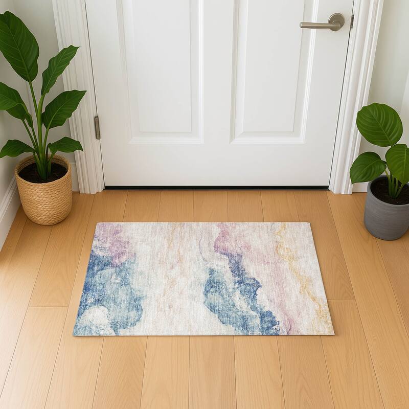 Premium Washable Super Soft Abstract Mayfield Rug - Pearl - 1'8" x 2'6"