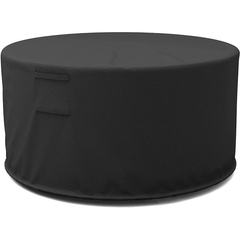 Round Outdoor Fire Pit Cover - Polyester Exterior Circular Winter Cover for Fire Pit - Waterproof and UV-Resistant - 36"Diax20"H