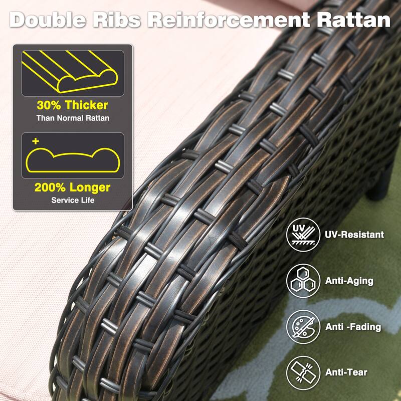 OVIOS 9-piece Patio Wicker Swivel Rocking Chair Set With Fire Pit