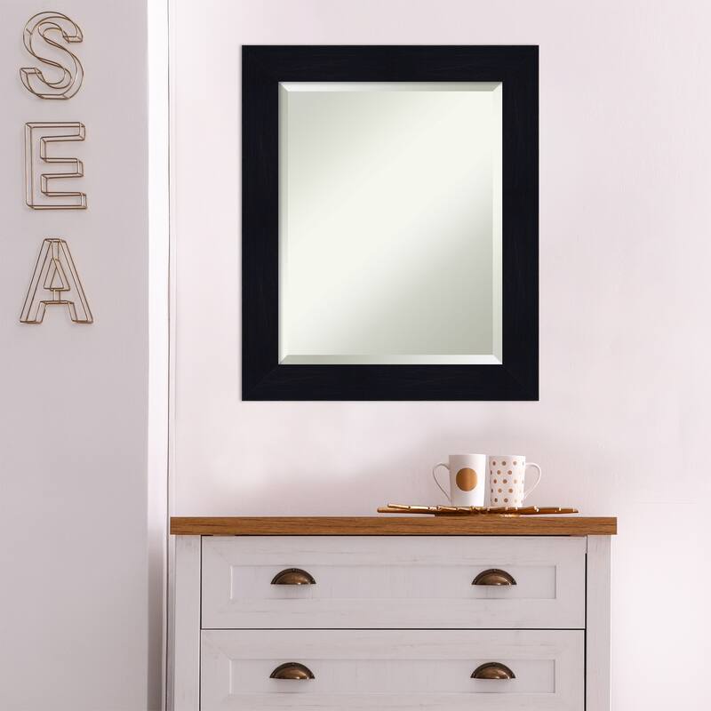 Beveled Wood Wall Mirror - Shiplap Navy Frame