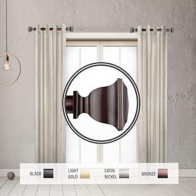 InStyleDesign Jayde 1" Side Curtain Rod 12-20 inch long (Set of 2) - 12 to 20 inches