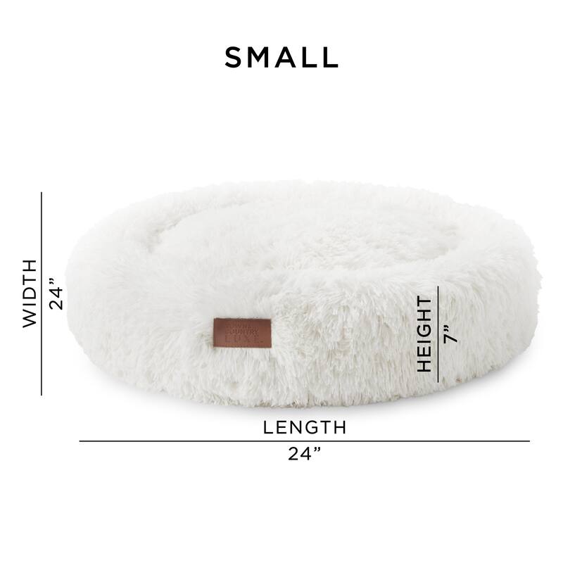 TOWN & COUNTRY LUXE CuddleTown Fuzzy Solid Donut Pet Bed Brown Round Bed