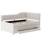 preview thumbnail 22 of 46, Daybed Captain Bed Upholstered Bed with Trundle and 3 Drawers, Elegance Stripe Design L-Shaped Upholstered Daybed Platform Bed