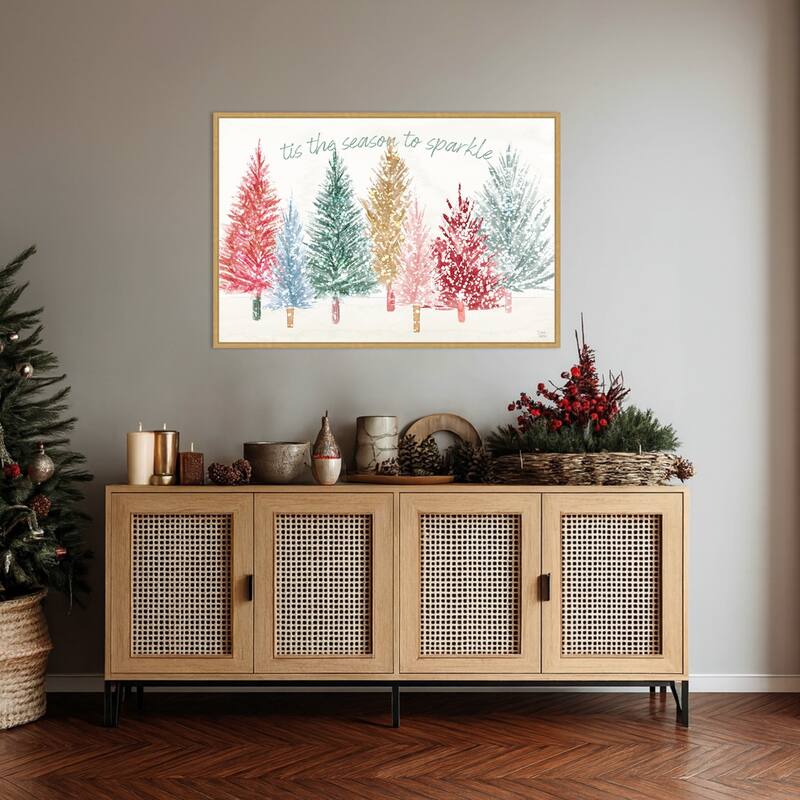 Holiday Sparkle I by Dina June Framed Canvas Wall Art Print - Sylvie Bright Gold