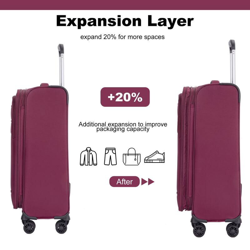 Durable 3-Piece Polyester Luggage Set (18" Carry-On, Travel Bag, Toiletry Bag) with 360° Spinner Wheels